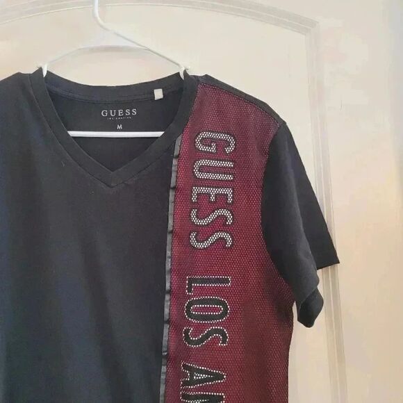 Guess Men's Black/Red Graphic Logo with Netting Short Sleeve - Picture 3 of 8